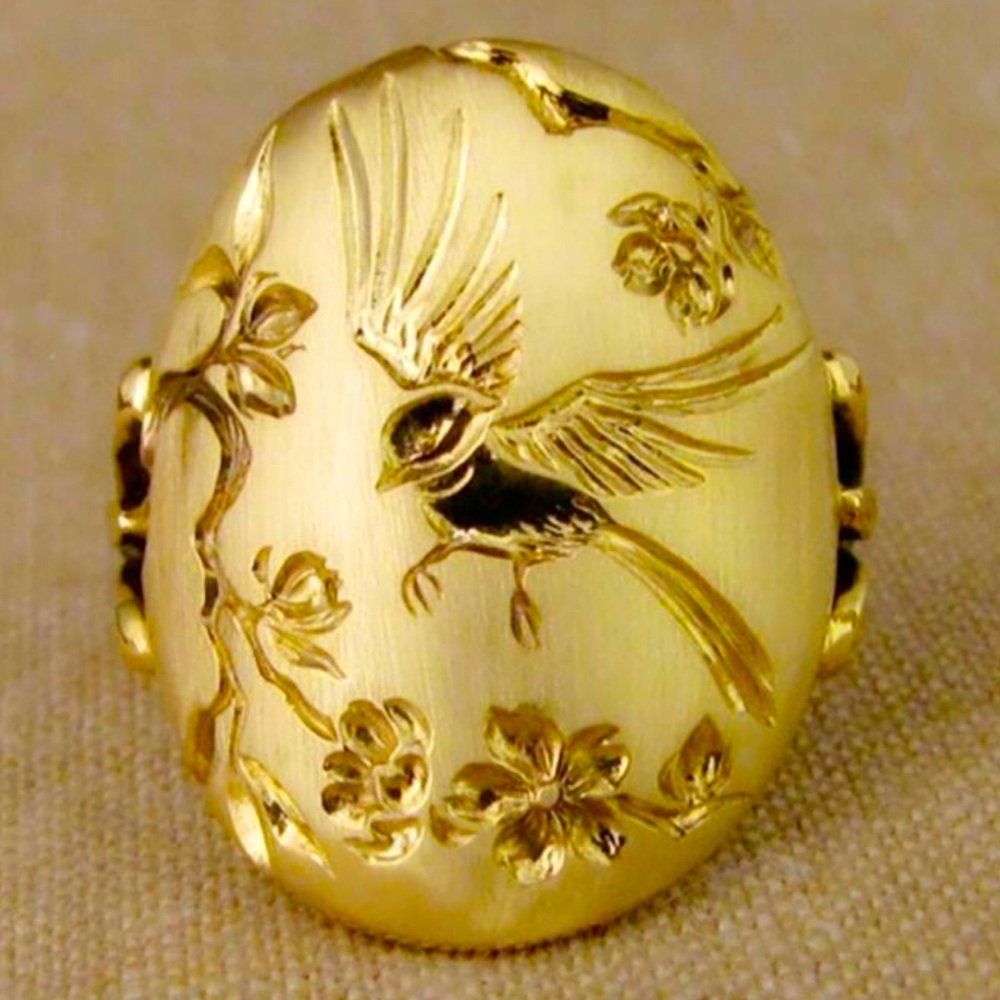 Golden Bird Medallion Ring